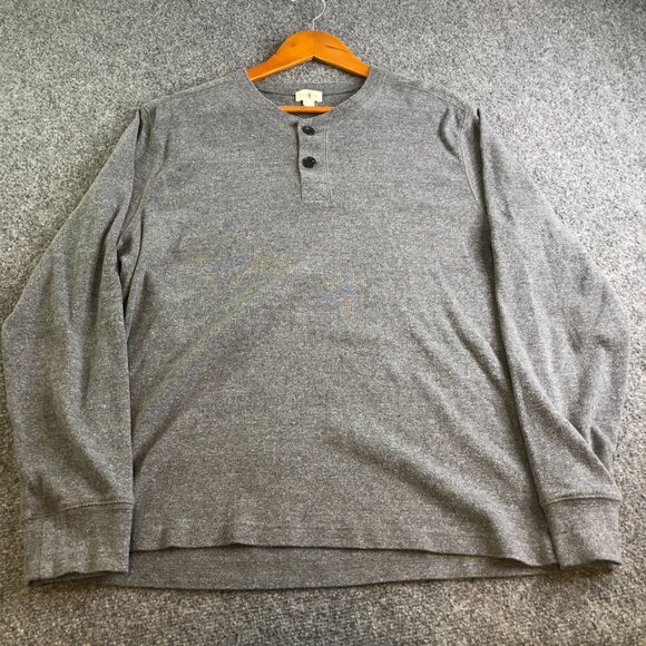 J Crew Shirt Mens Large Gray Oarsman Brushed Rib Knit Henley Long Sleeve - Picture 3 of 9